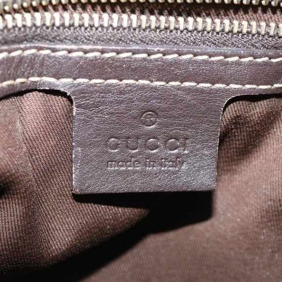 GUCCI GG Canvas Tote Bag Coated Canvas Beige Dark Brown Auth - Picture 8 of 16